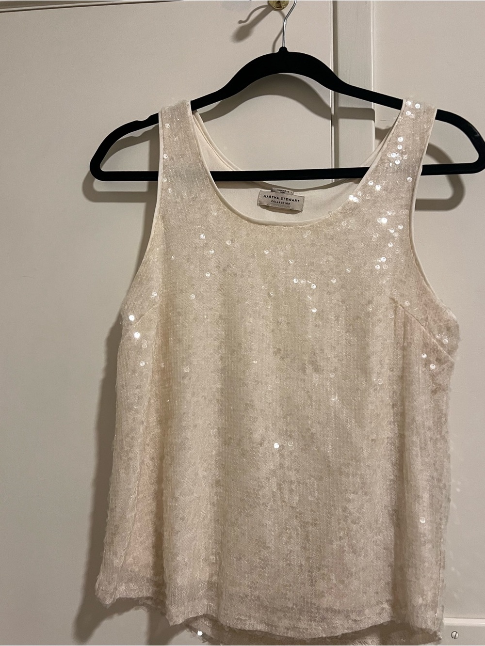 Martha Stewart Cream Sequin Camisole Tank